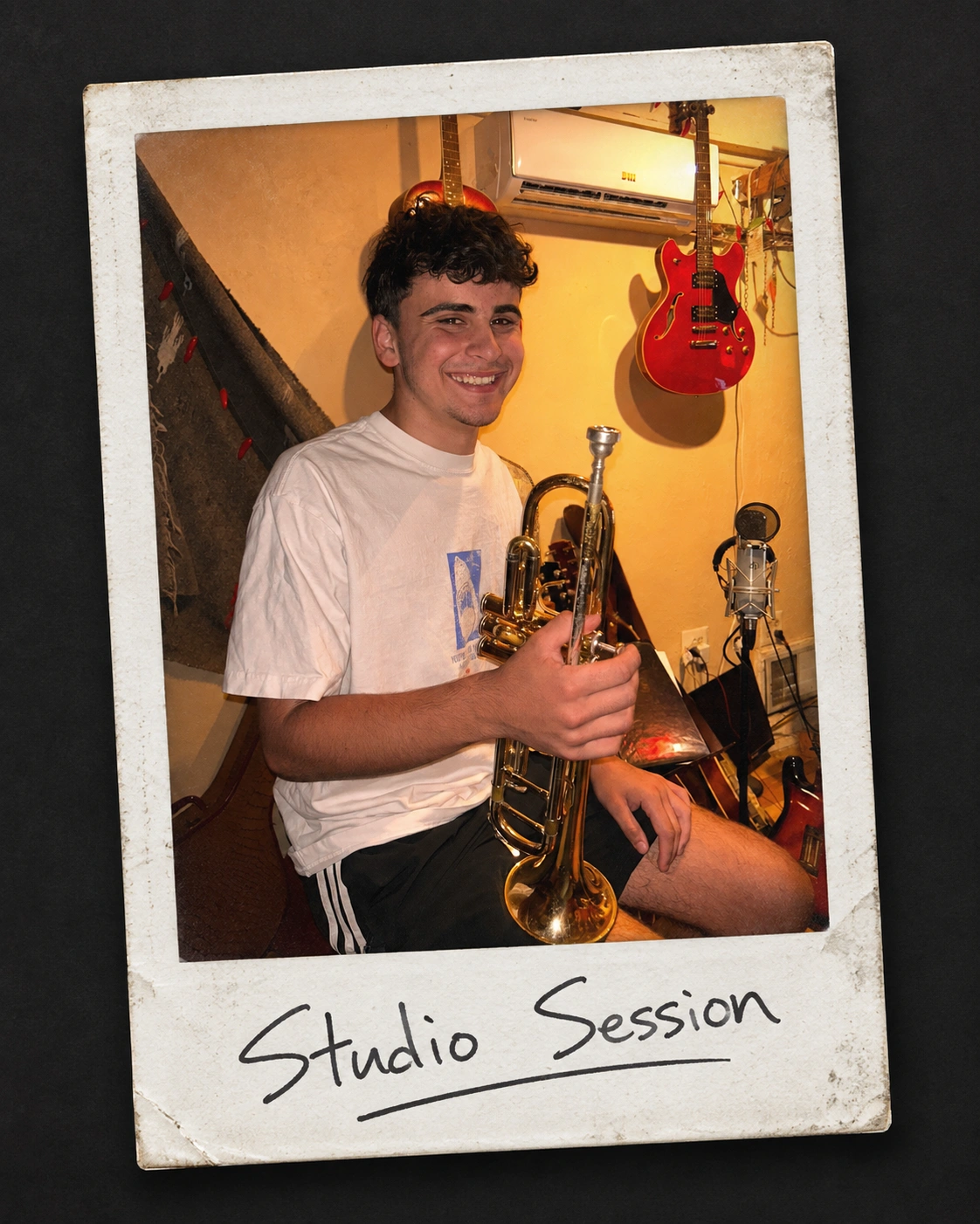 Evan and Juliet recording Dance With The Monster — studio photograph 1