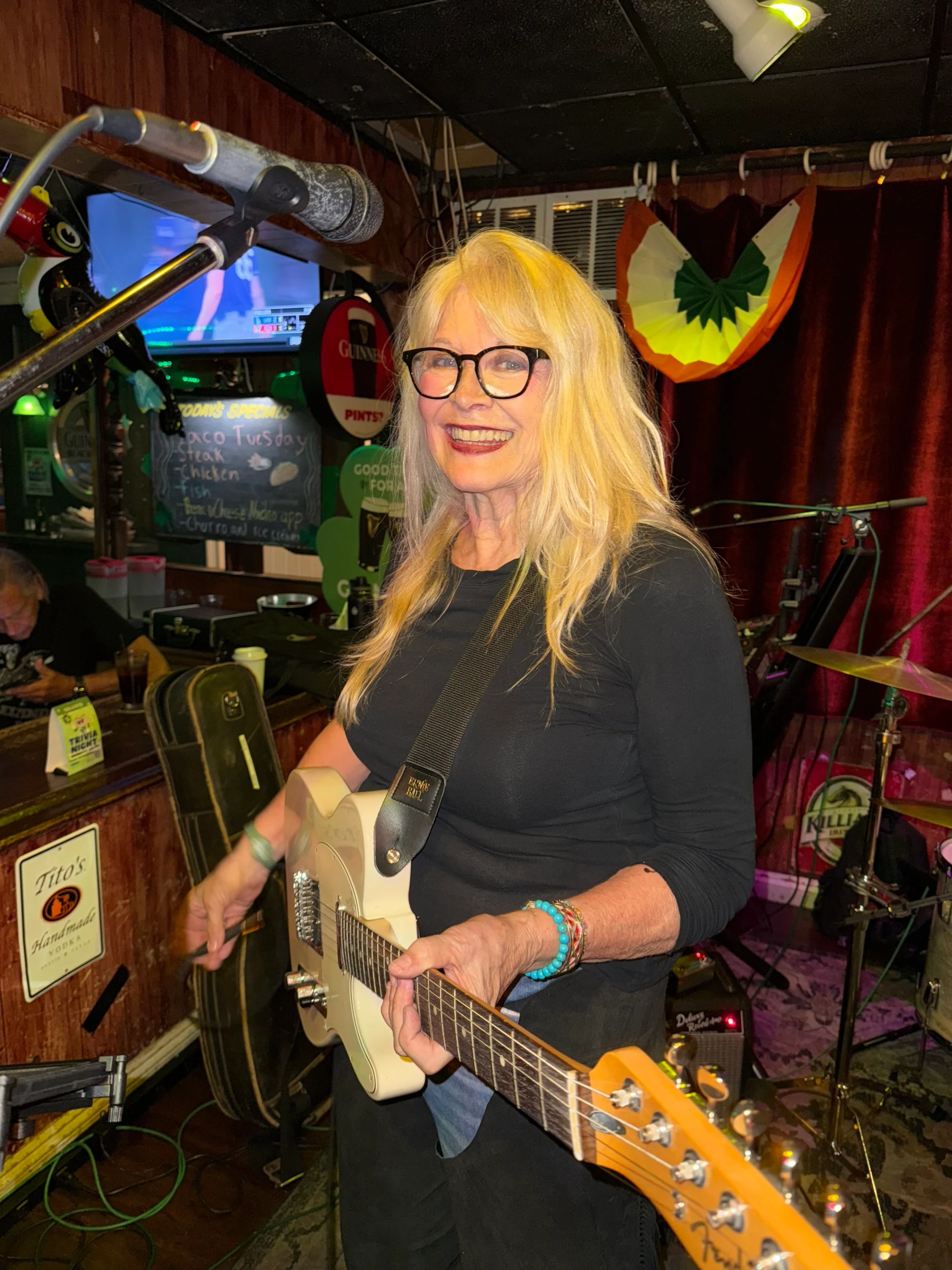 Mary Reid with her guitar